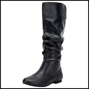 Knee High Slouch Boots Faux Leather Inside Zipper Chic Classic Fall Fashion